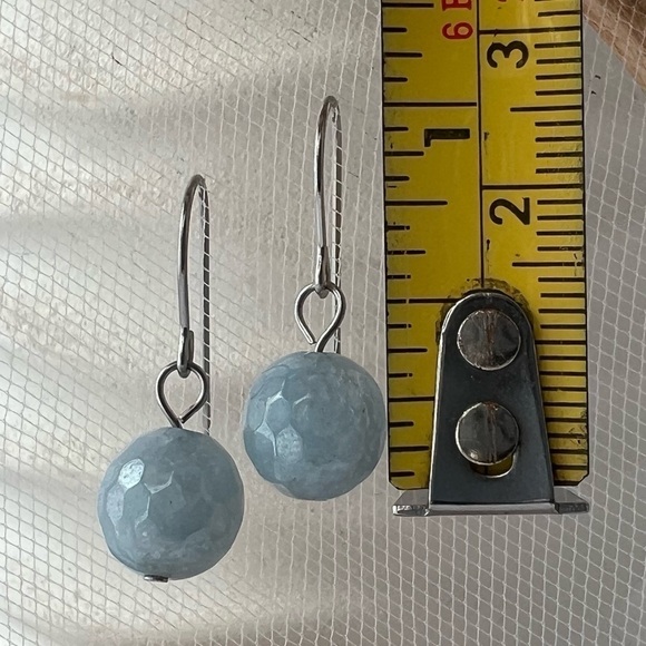 AQUAMARINE Quartz Stainless Steel Drop Earrings - Picture 5 of 12